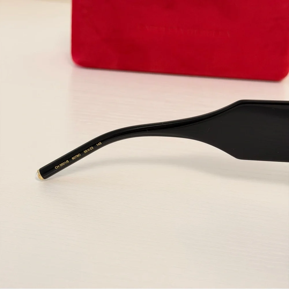 Carolina Herrera Chic Black Sunglasses with Pearl Accents, CH0001/S 8079O - Picture 9 of 16